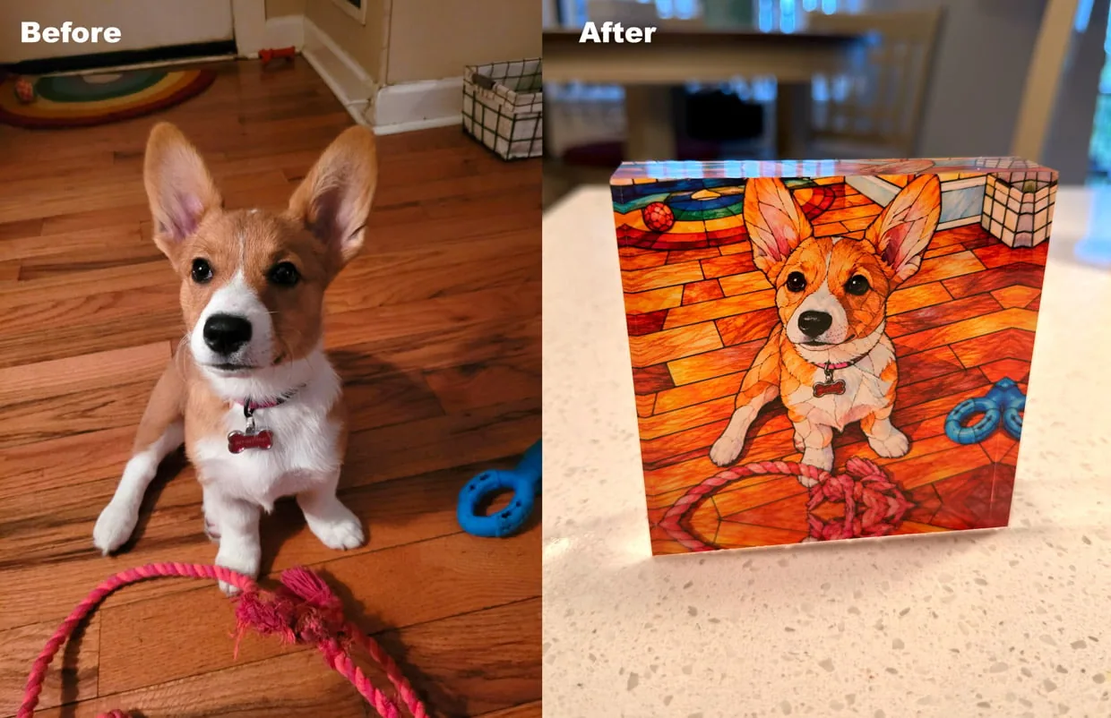 Clever Corgi Custom Acrylic Pet + People Portraits
