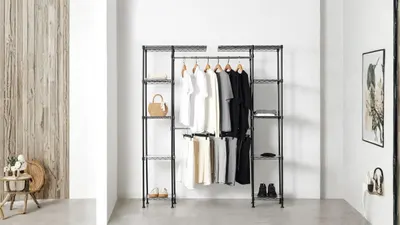 Amazon Basics Expandable Metal Hanging Closet Organizer System Helps Maximize Small Spaces